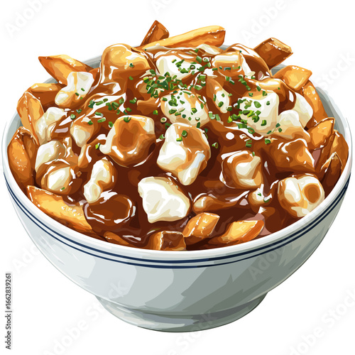 Classic Canadian Poutine with Fries Cheese Curds and Gravy
