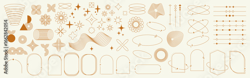 Minimalist line frame element with star icon design