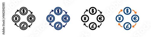 Currency Exchange All In One Icon Multi Styles Vector Set