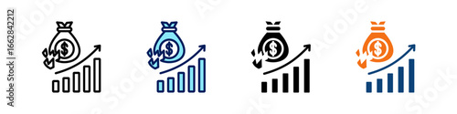 Economic Recession All In One Icon Multi Styles Vector Set
