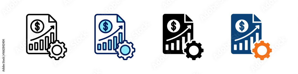 Economic Policy All In One Icon Multi Styles Vector Set Economic Policy All In One Icon Multi Styles Vector Set