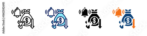 Economic Crisis All In One Icon Multi Styles Vector Set