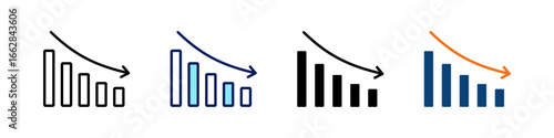 Economic Decline All In One Icon Multi Styles Vector Set