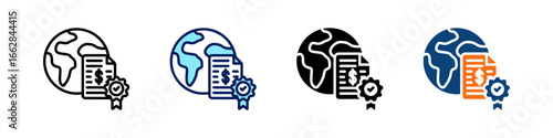Global Economic Policy All In One Icon Multi Styles Vector Set