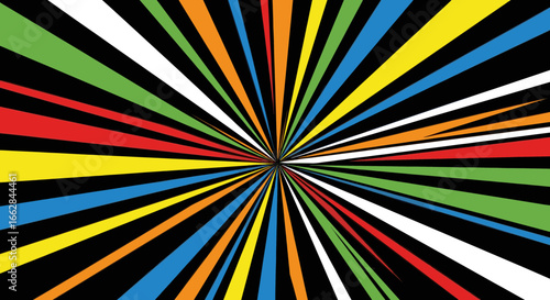 Colorful radial burst lines abstract background.
