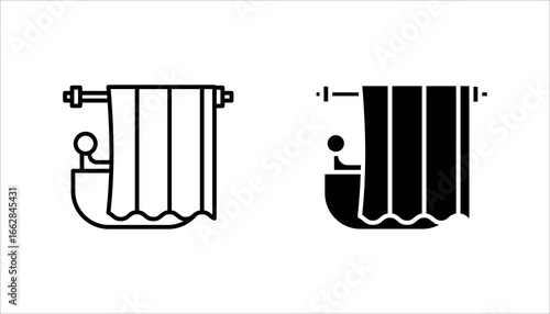 bathtub linear icon set . Thin line illustration on white background. Taking bath. Contour symbol.	