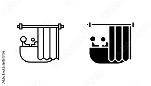 bathtub linear icon set . Thin line illustration on white background. Taking bath. Contour symbol.	
