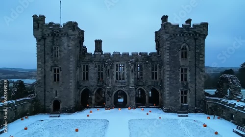 Snowy castle exterior