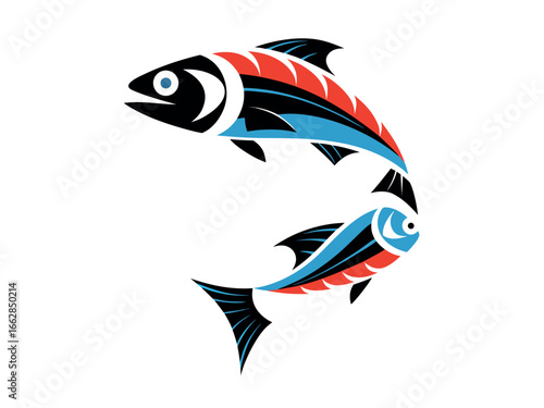 Aquatic nature illustration vector of a cartoon fish head silhouette, perfect for fishing and seafood designs