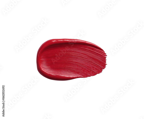Vibrant red lipstick smear for beauty ads, cosmetic promotions, or makeup tutorials that need a touch of bold color and undeniable style