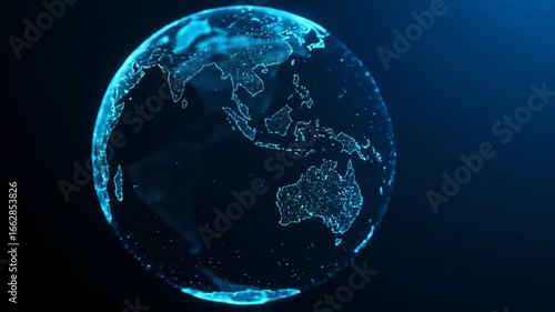 Wallpaper Mural Digital Earth Globe Visualization with Glowing Data Points in Dark Background Torontodigital.ca