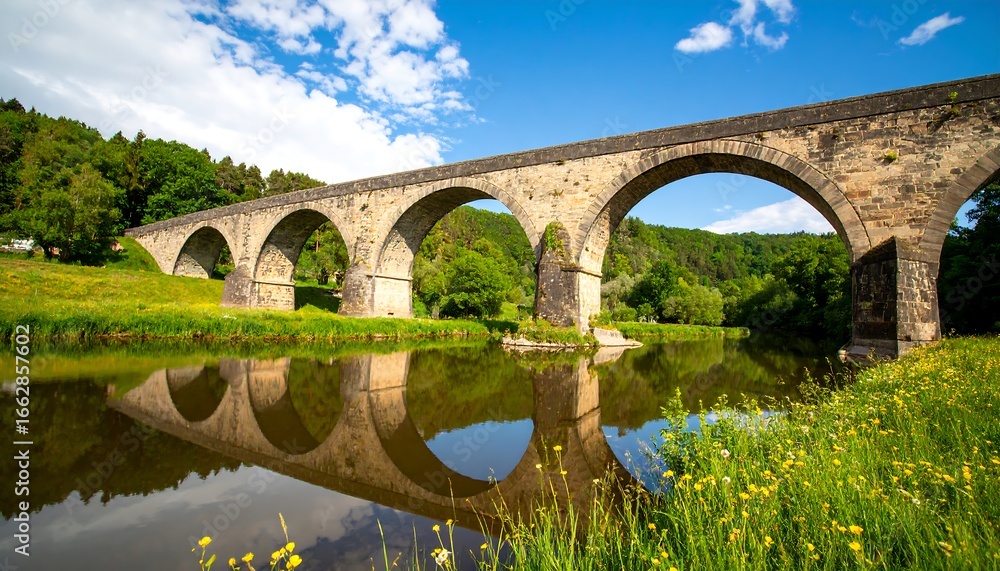 Fototapeta premium Ancient stone bridge over a river