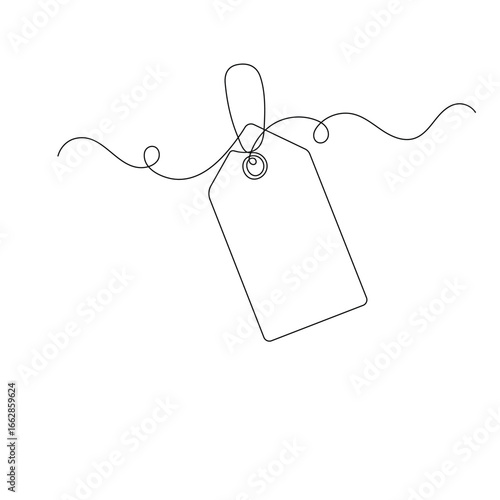 Price tag icon  continuous one line drawing  outline vector illustration 