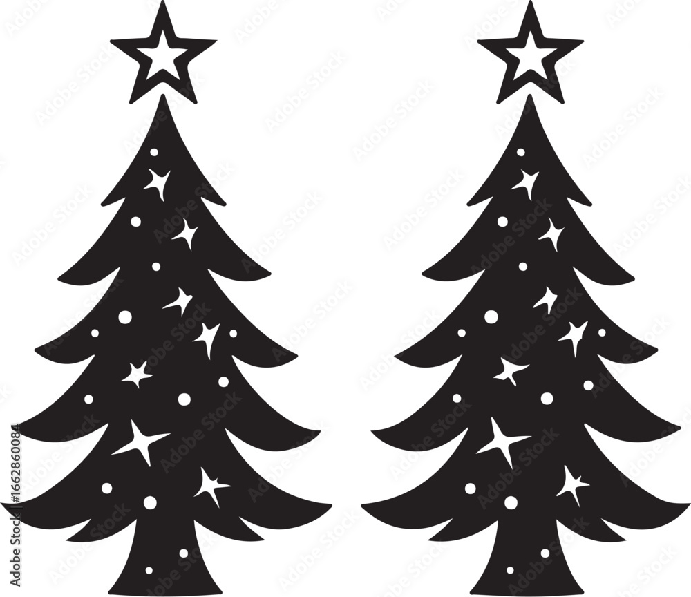Obraz premium Pine Tree Earring & Silhouette Bundle