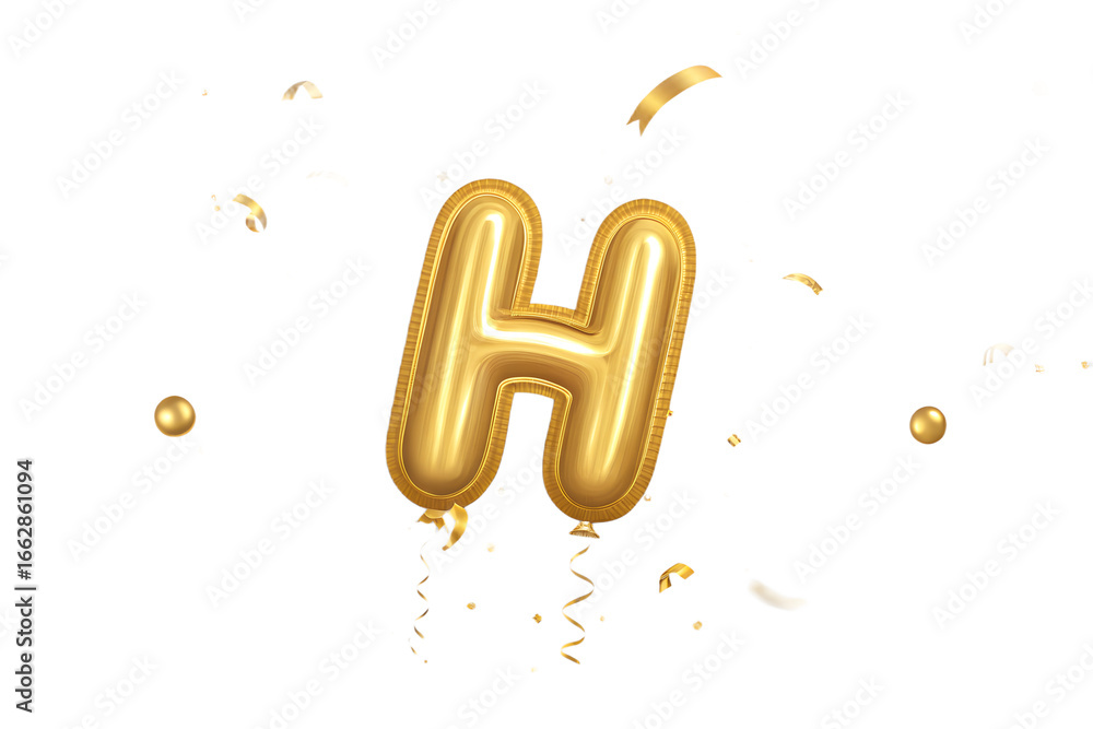 Fototapeta premium golden balloon letter isolated on transparent background