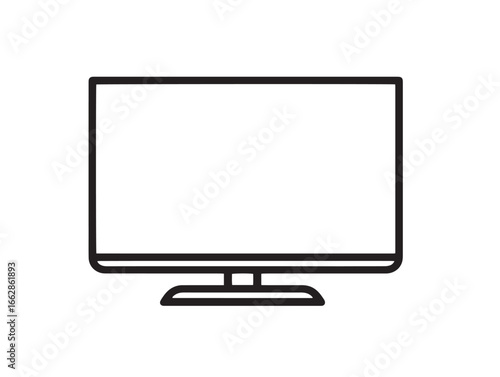 Futuristic QLED TV Line Art Vector Illustration