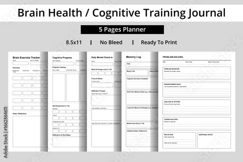 Brain Health and Cognitive Training Journal Or Planner for Mental Wellness Vector Illustration 