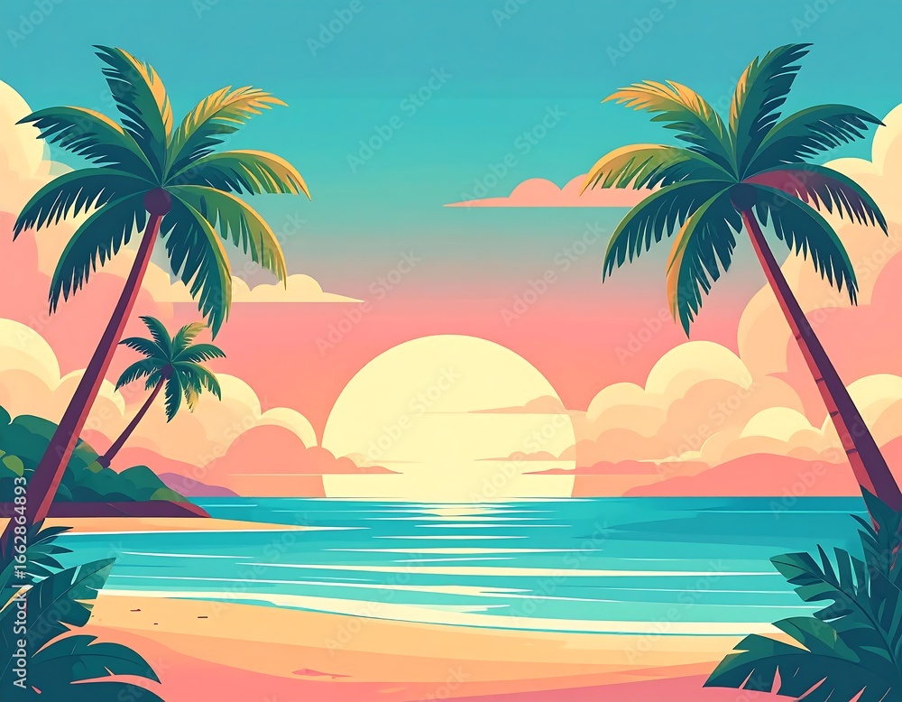 Obraz premium Tropical sunset beach scene