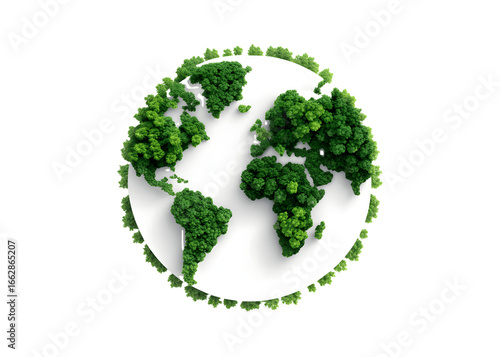 Fototapeta Naklejka Na Ścianę i Meble -  A green globe made of trees isolated on transparent background