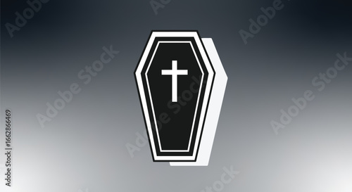 Black coffin with cross symbol for funeral needs
