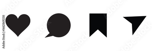 Instagram media icons. like, comment, share, save. web flat icon .Vector illustration . EPS 10 .