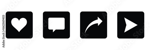 Instagram media icons. like, comment, share, save. web flat icon .Vector illustration . EPS 10 .