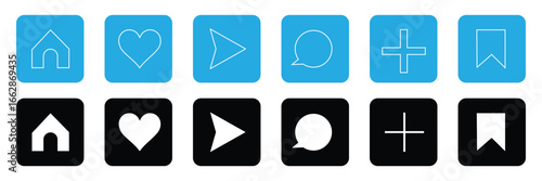Instagram media icons. like, comment, share, save. web flat icon .Vector illustration . EPS 10 .