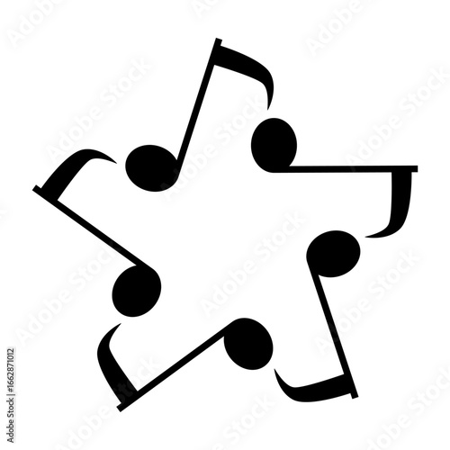 Símbolo música. Logo estrella formada por notas musicales 