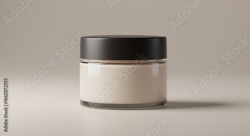 Elegant Cream Jar with Black Lid for Cosmetics and Skincare Products
