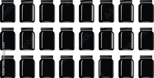 WebMason jar vector set, black illustrations, container graphics, storage jar designs, silhouette collection, kitchen clipart, pantry icons, rustic packaging elements