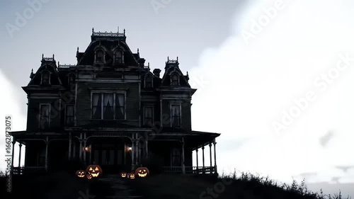 Spooky historic house silhouette