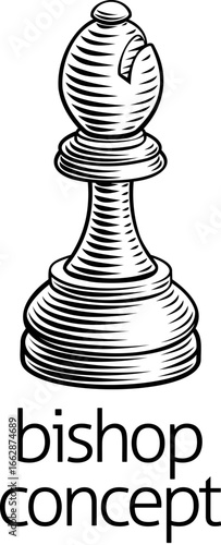 Woodcut style chess bishop ...
