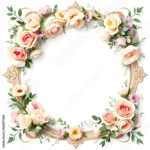 Wallpaper Mural wedding, flower, leaves, plant, nature, decoration, garden, card, invitation, frame, border, Generative AI Torontodigital.ca