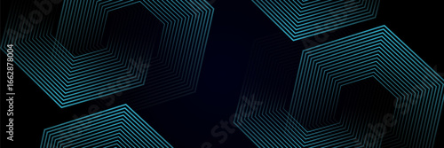 Abstract glowing wave lines on dark blue background. Dynamic wave pattern. Modern flowing wavy lines. Futuristic technology concept. Suit for banner, poster, cover, brochure, flyer, website