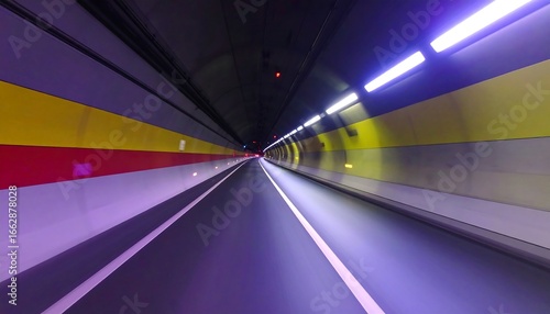 Tunnel roadway at night