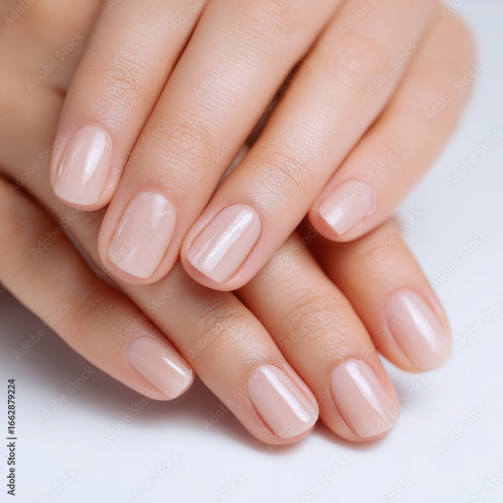 Female hands with elegant french manicure posing on a white background Female hands with elegant french manicure posing on a white background