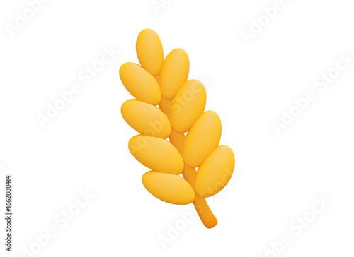 3D Wheat icon. Vector oat grain symbol