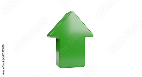 A shiny green arrow pointing straight upwards    .ai generative, transparent background, white background. isolated on white background, png, jpeg, jpg.