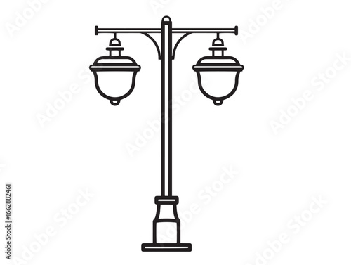 Classic Street Light Illustration in Sleek Vector Line Art