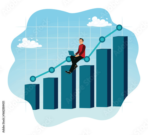 Entrepreneurs work with laptops and increase productivity.