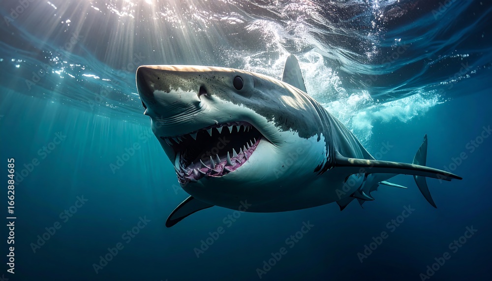 Fototapeta premium Great White Shark Underwater Closeup