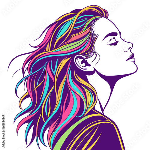 girl with colourful long hair