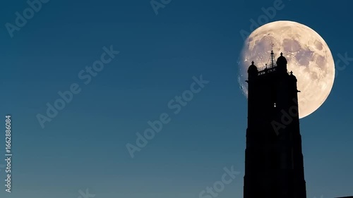Tower moon silhouette image