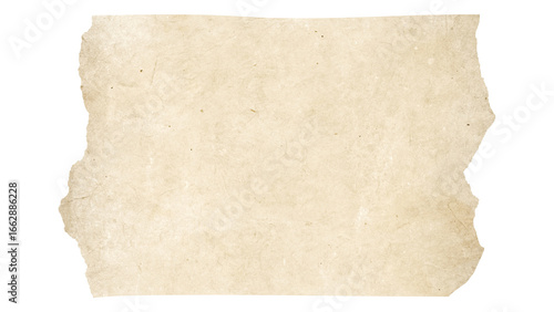 Aged Textured Paper with Torn Edges isolated on transparent, png background