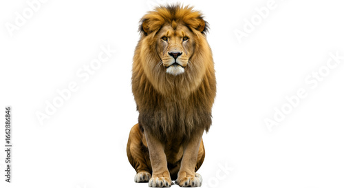 Majestic african lion portrait wildlife animal king of beasts feline predator cat mammal isolated on black background isolated on transparent white background