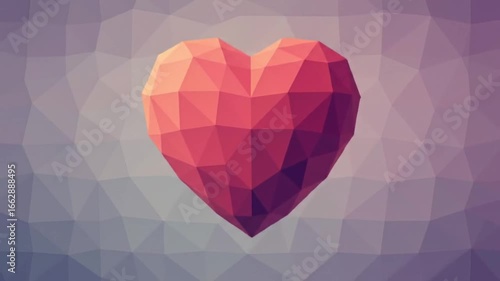Animated Low Poly Heart: Love, Romance, Valentine's Day, Abstract.
