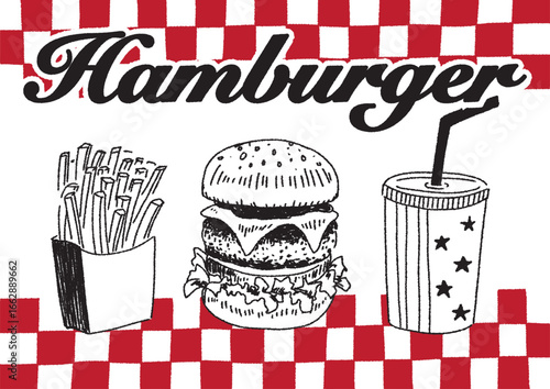 ハンバーガー ファストフードイラストセット