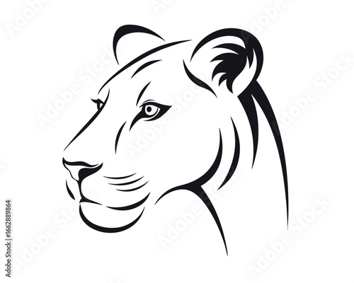Black silhouette vector illustration of a wild lion head design for a powerful tattoo or logo art