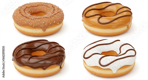 Assorted glazed doughnuts isolated
