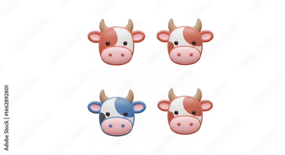 Fototapeta premium Cartoon cow faces illustration